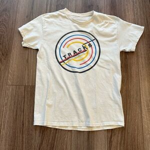 Cream T-Shirt with Colorful Tracks Logo